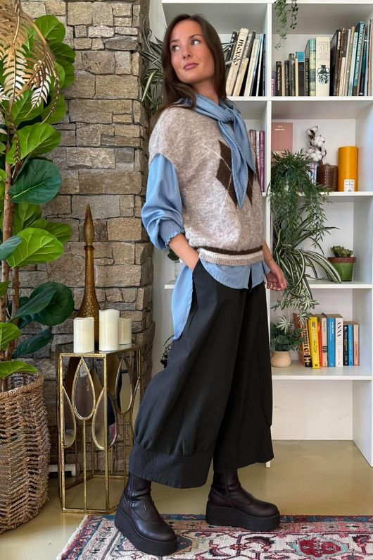 Zeta Otto Argyle Tank Mocha Marl